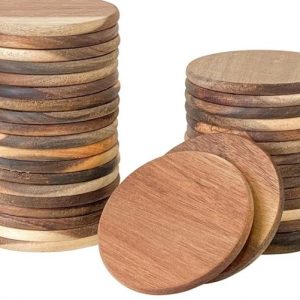 Custom Round Acacia Coaster Set